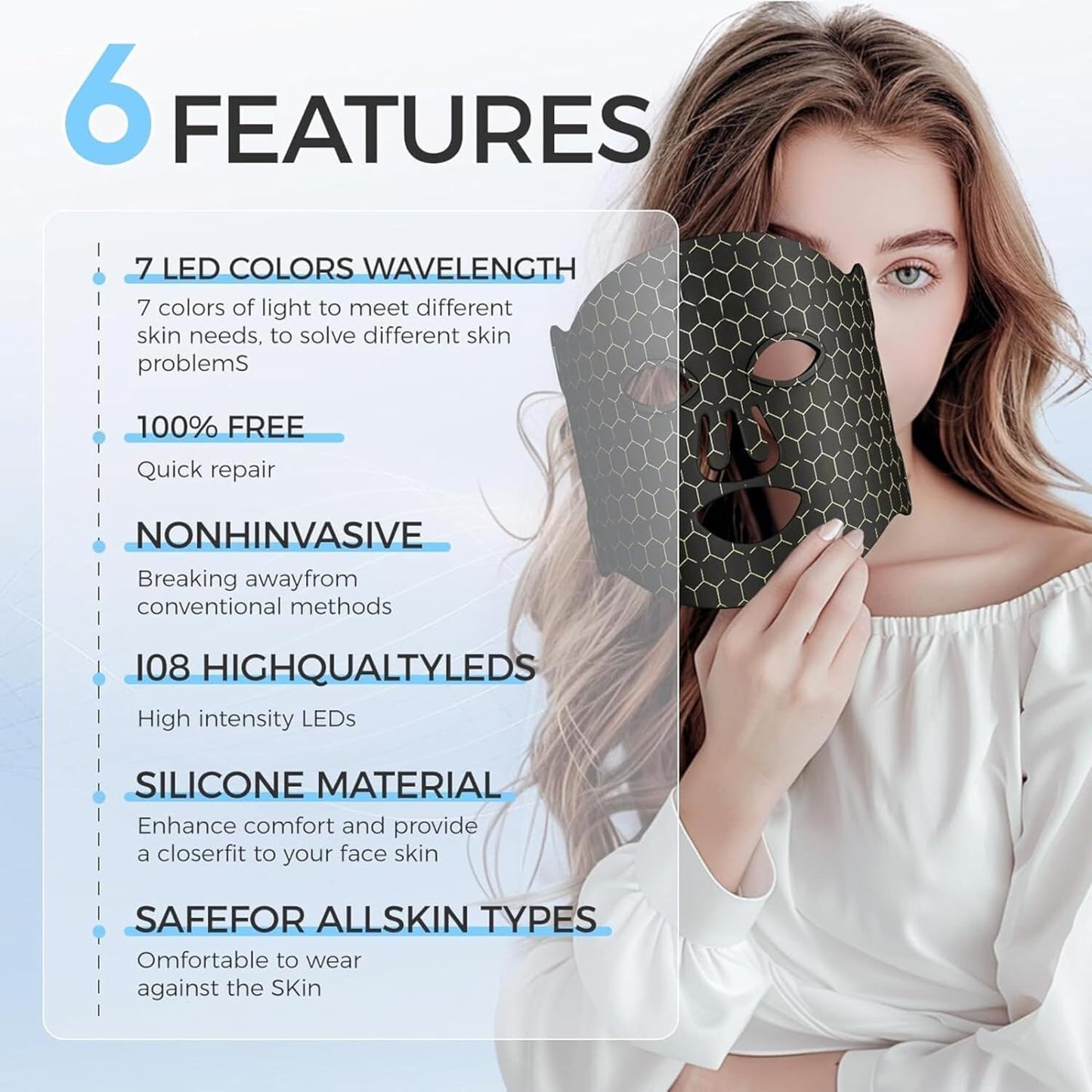 Máscara facial LED flexible con mando de control — vista 4