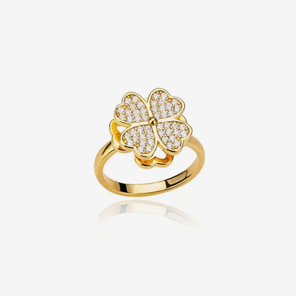 Anillo giratorio de trébol de cuatro hojas oro