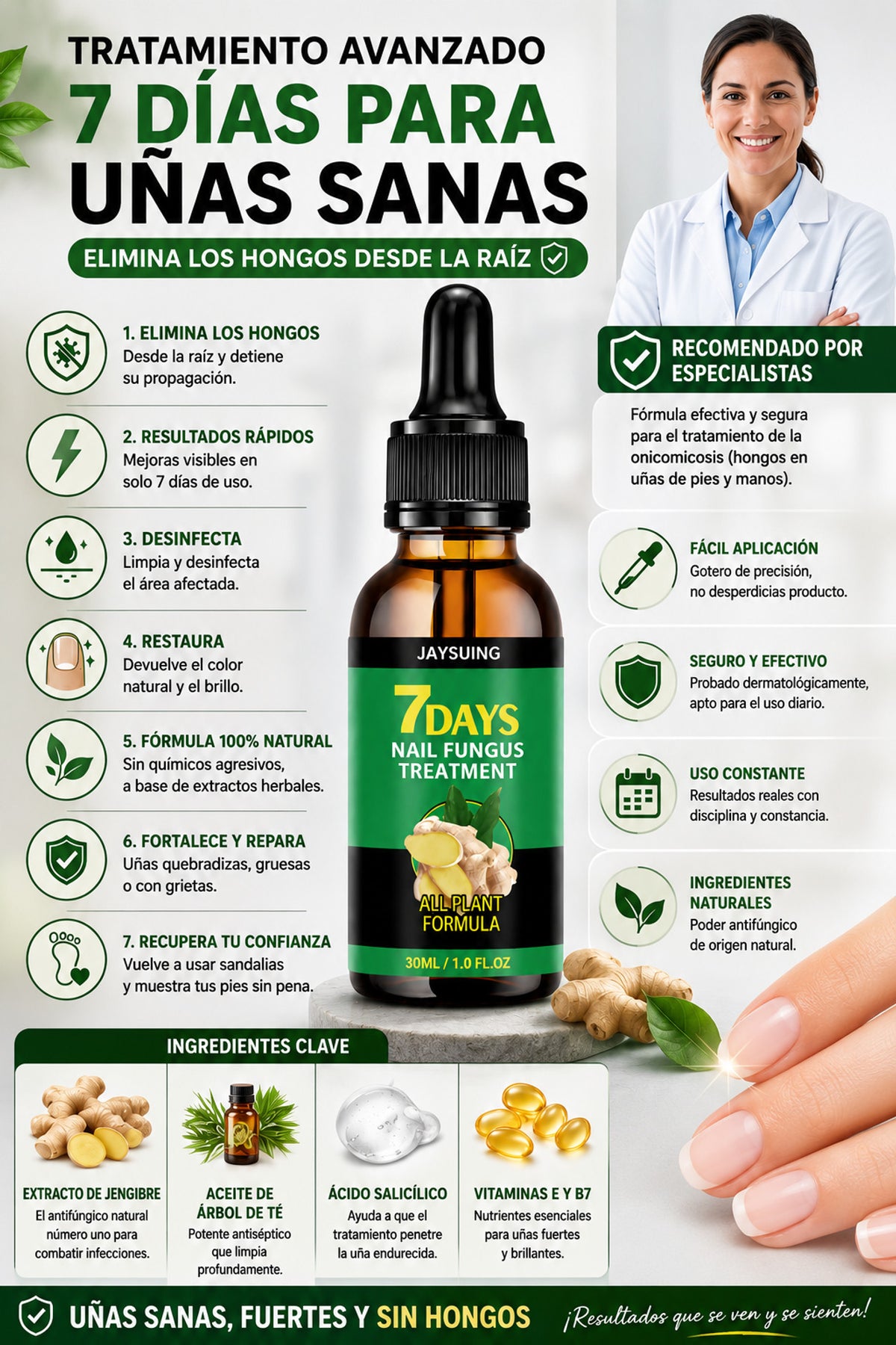 Infografia de la rutina de 7 dias del aceite de unas