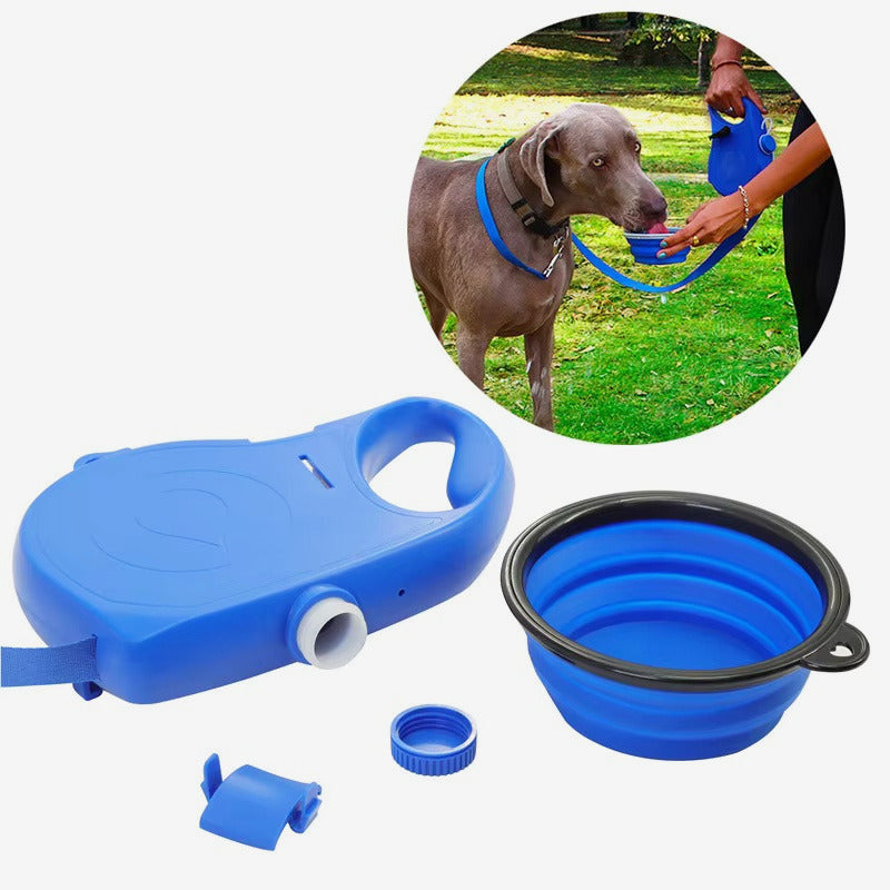Correa retráctil para perros con cuenco plegable