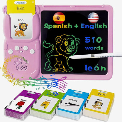 Pizarra educativa bilingüe 2 en 1 con 224 tarjetas