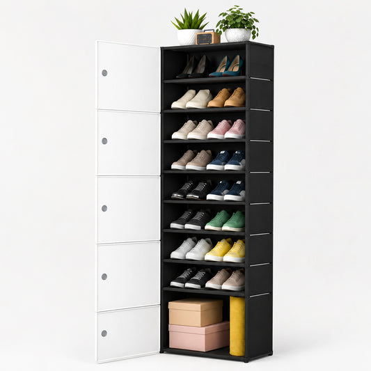 Zapatero de plástico de 8 niveles con puerta